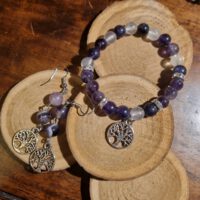 Edelsteen set armband + oorbellen