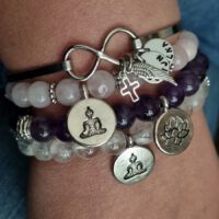 Gouden driehoek edelsteen armbanden set 3st
